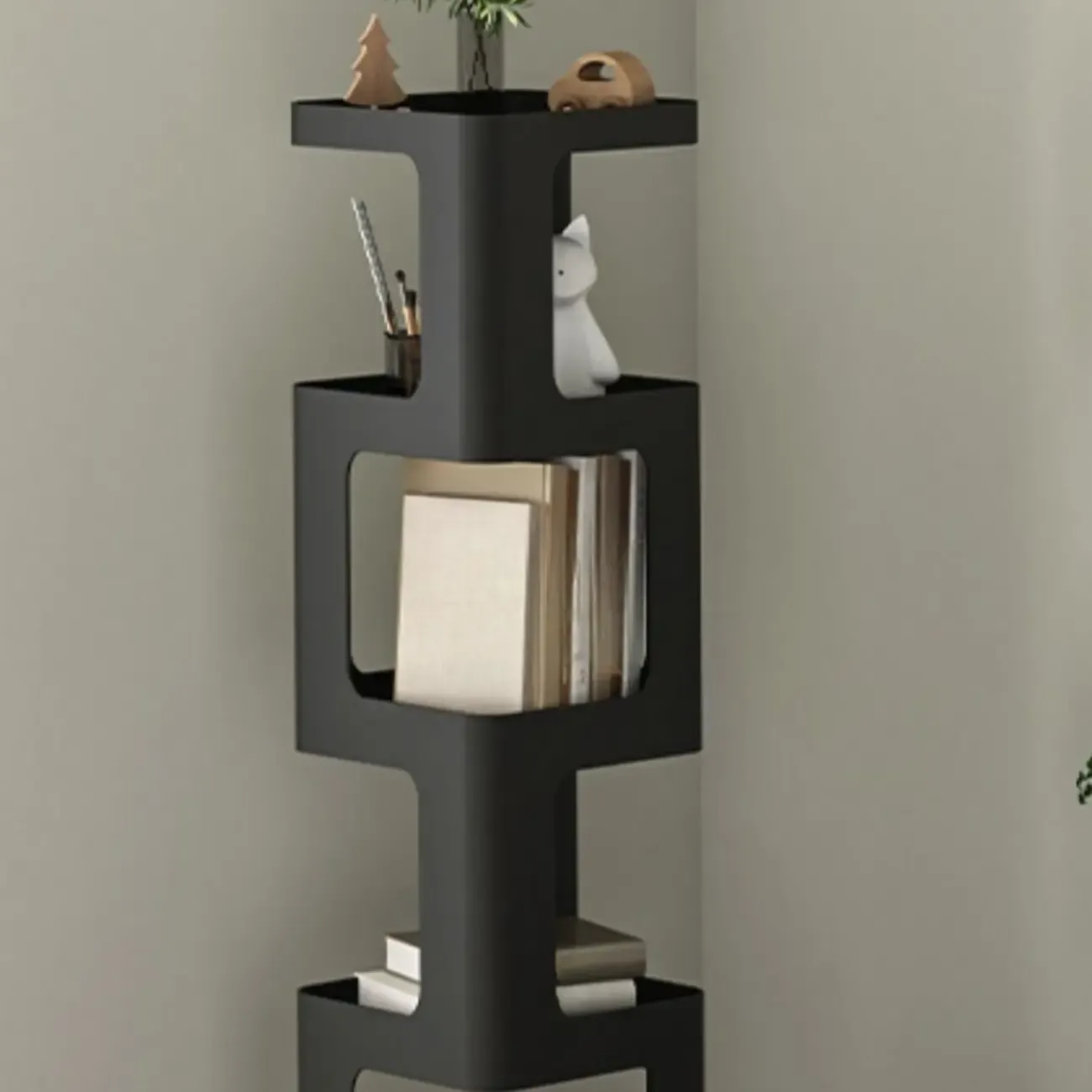 Chic Rotatable 4-Tier Vertical Metal Open Back Bookcase Image - 9