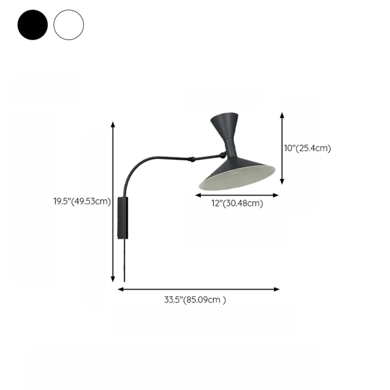 Modern White Plug-In Adjustable Wall Sconce in 2-Light #size | homeyfad