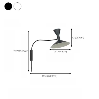 Modern White Plug-In Adjustable Wall Sconce in 2-Light #size