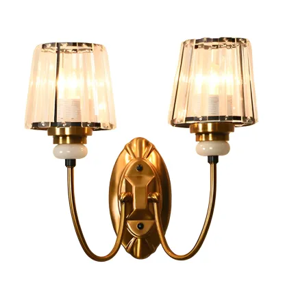 Elegant Brass Wall Sconce with Crystal Shade Image - 11