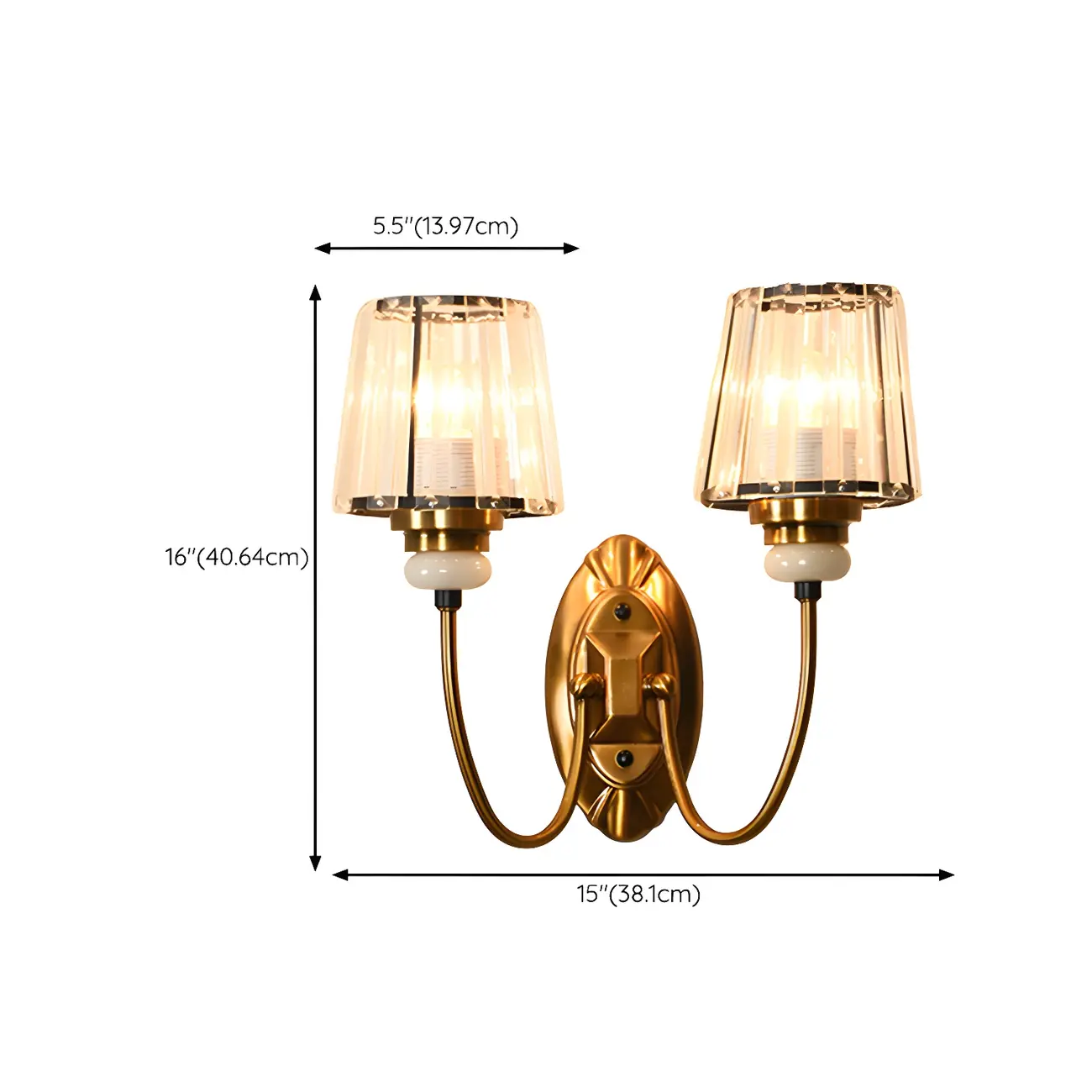Elegant Brass Wall Sconce with Crystal Shade Image - 14 | homeyfad
