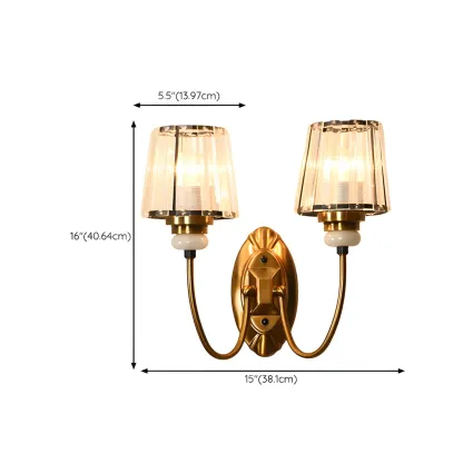 Elegant Brass Wall Sconce with Crystal Shade Image - 14