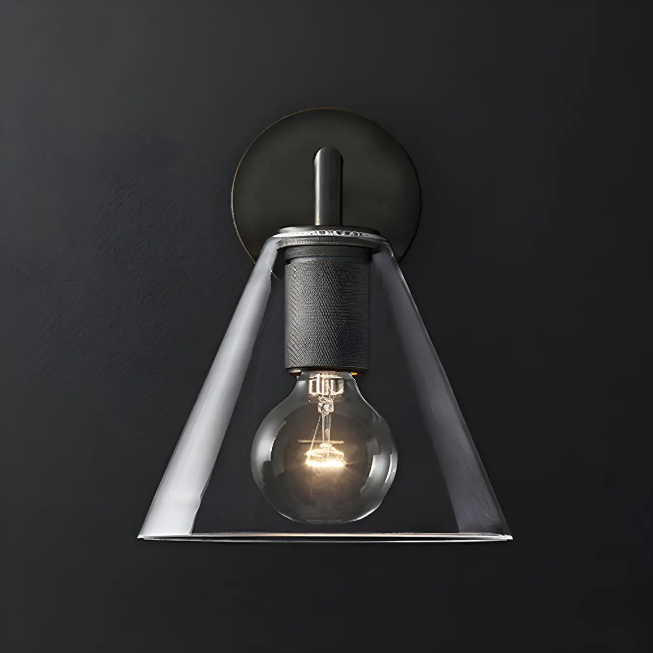 Industrial Cone Glass Wall Sconce with Brass/Black Finish  Image - 5 | homeyfad