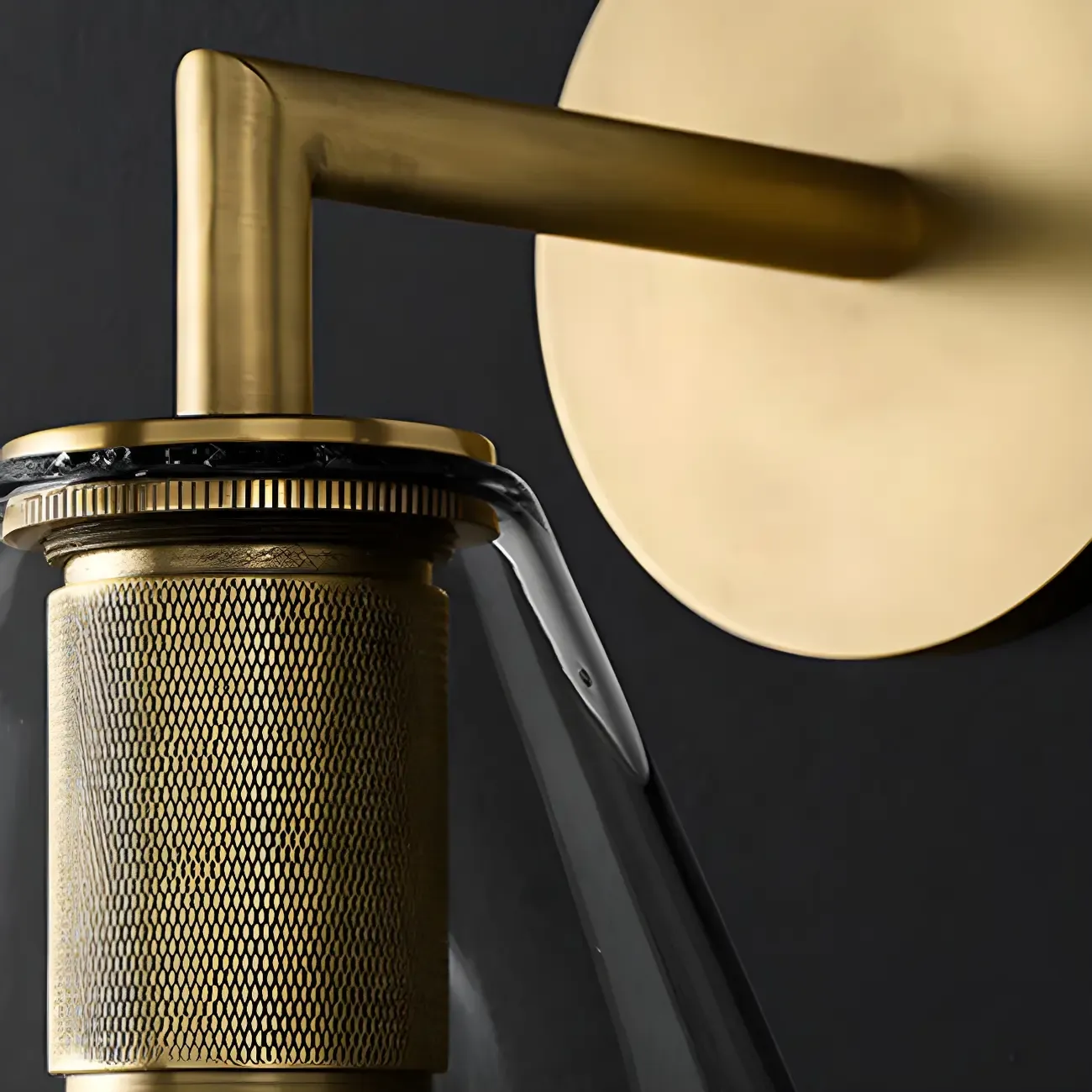 Industrial Cone Glass Wall Sconce with Brass/Black Finish  Image - 6