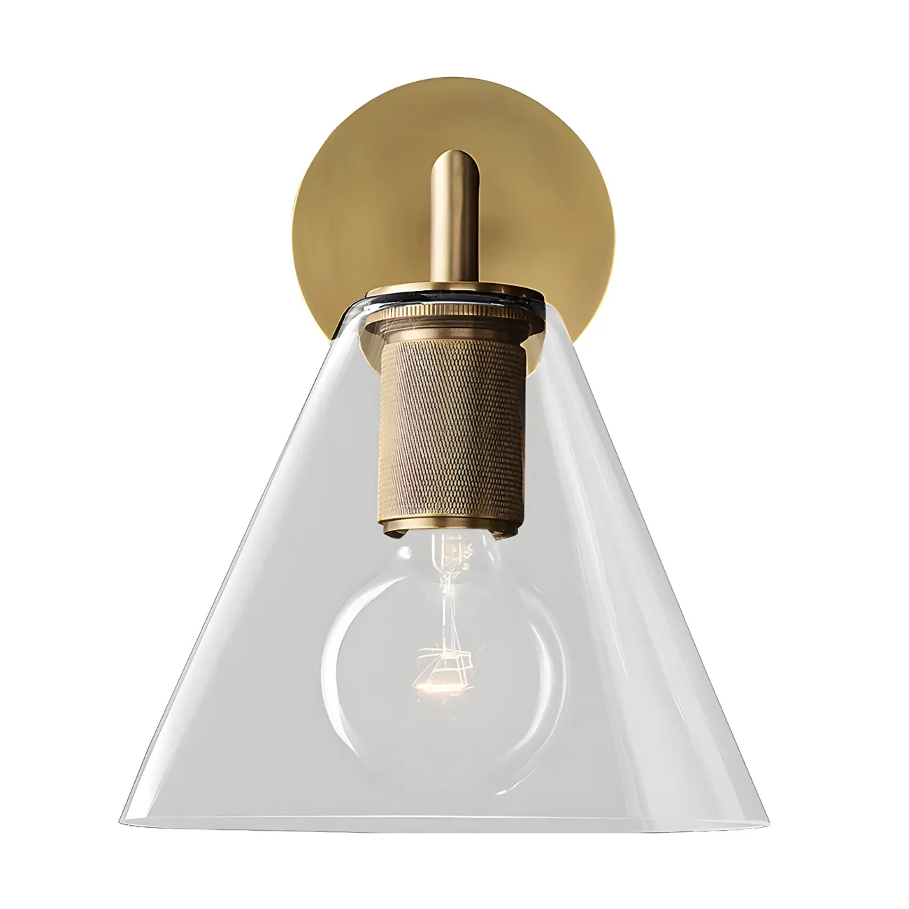 Industrial Cone Glass Wall Sconce with Brass/Black Finish  Image - 8 | homeyfad