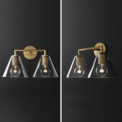 Industrial Cone Glass Wall Sconce with Brass/Black Finish  Image - 10