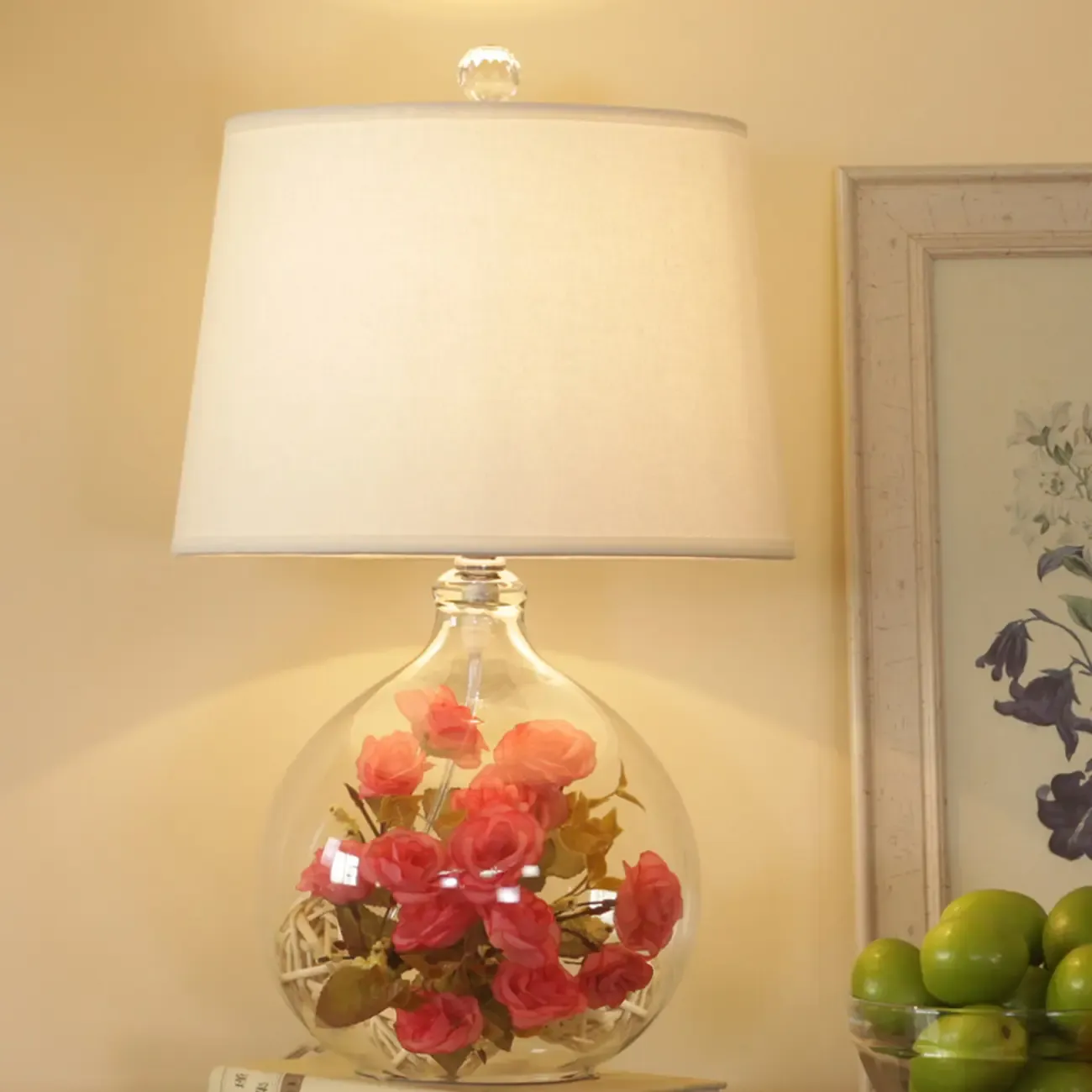 Modern Elegant Glass Fabric LED Table Lamp for Indoor Image - 3