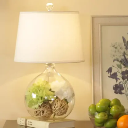 Modern Elegant Glass Fabric LED Table Lamp for Indoor Image - 4