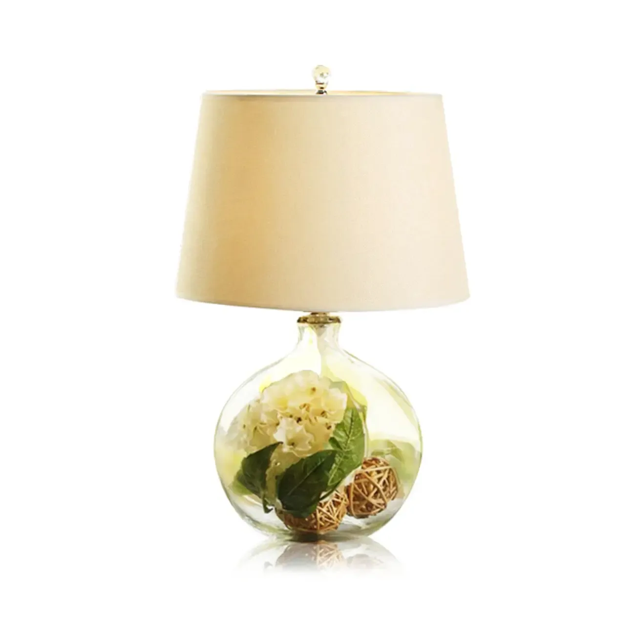 Modern Elegant Glass Fabric LED Table Lamp for Indoor Image - 6