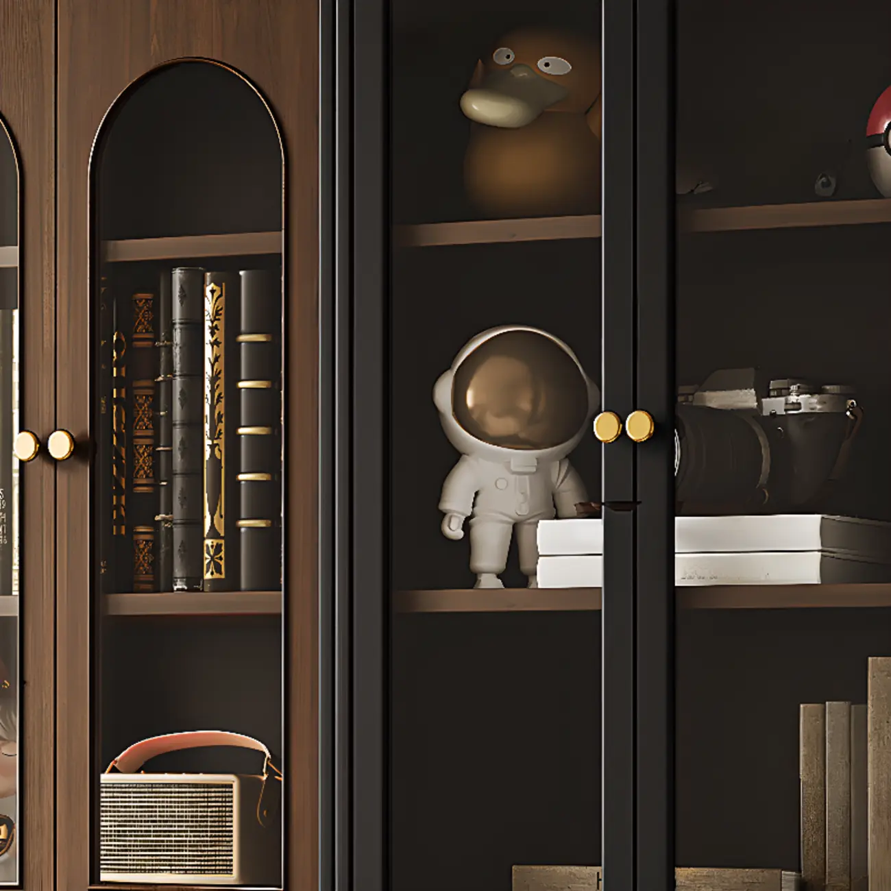 Tall French Country Display Wooden Bookcase with Cushioned Bench Image - 9 | homeyfad