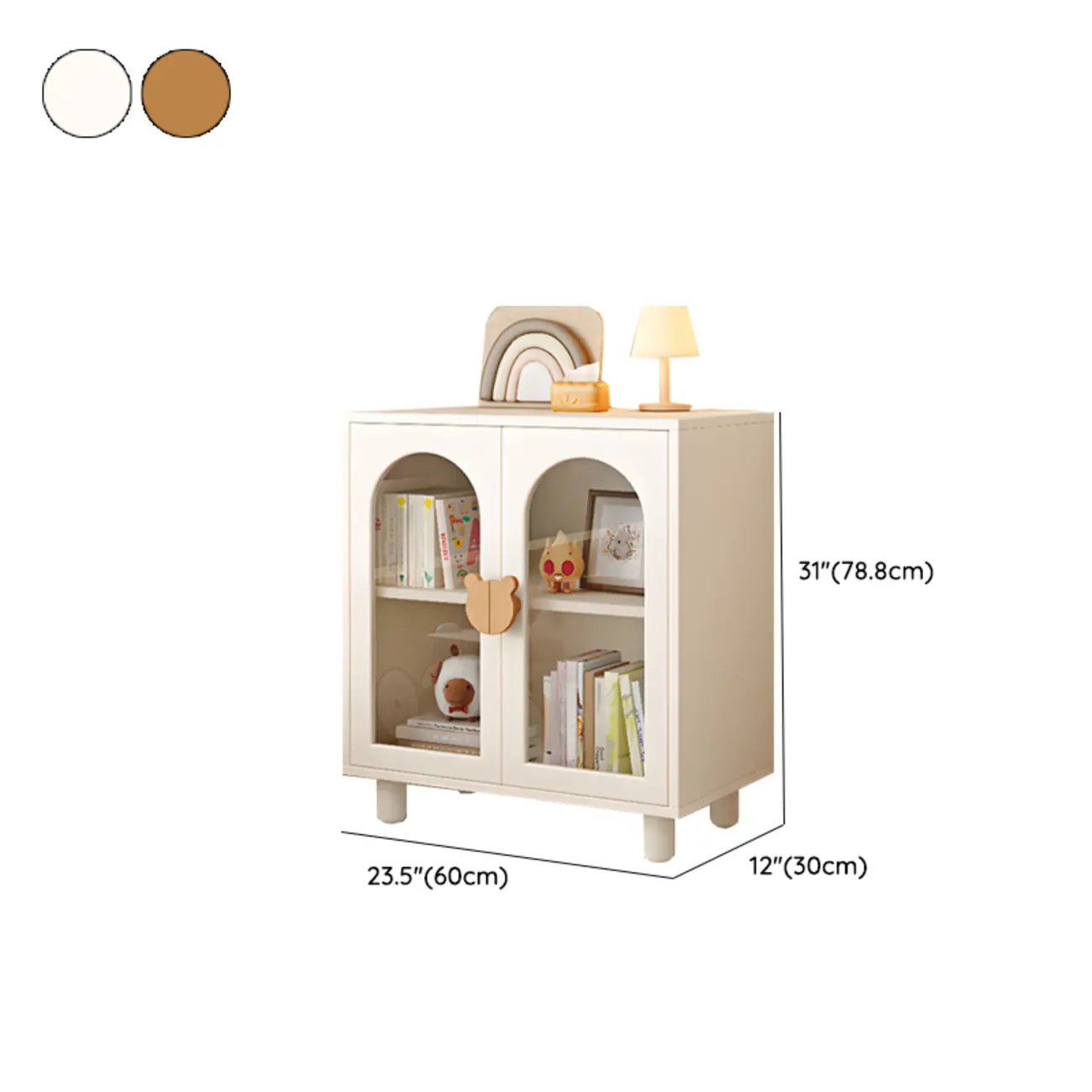 Modern White Short Wood Bookcase with Glass Doors #size | homeyfad