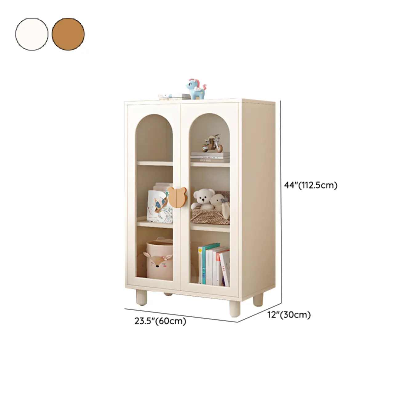 Modern White Short Wood Bookcase with Glass Doors Image - 15 | homeyfad