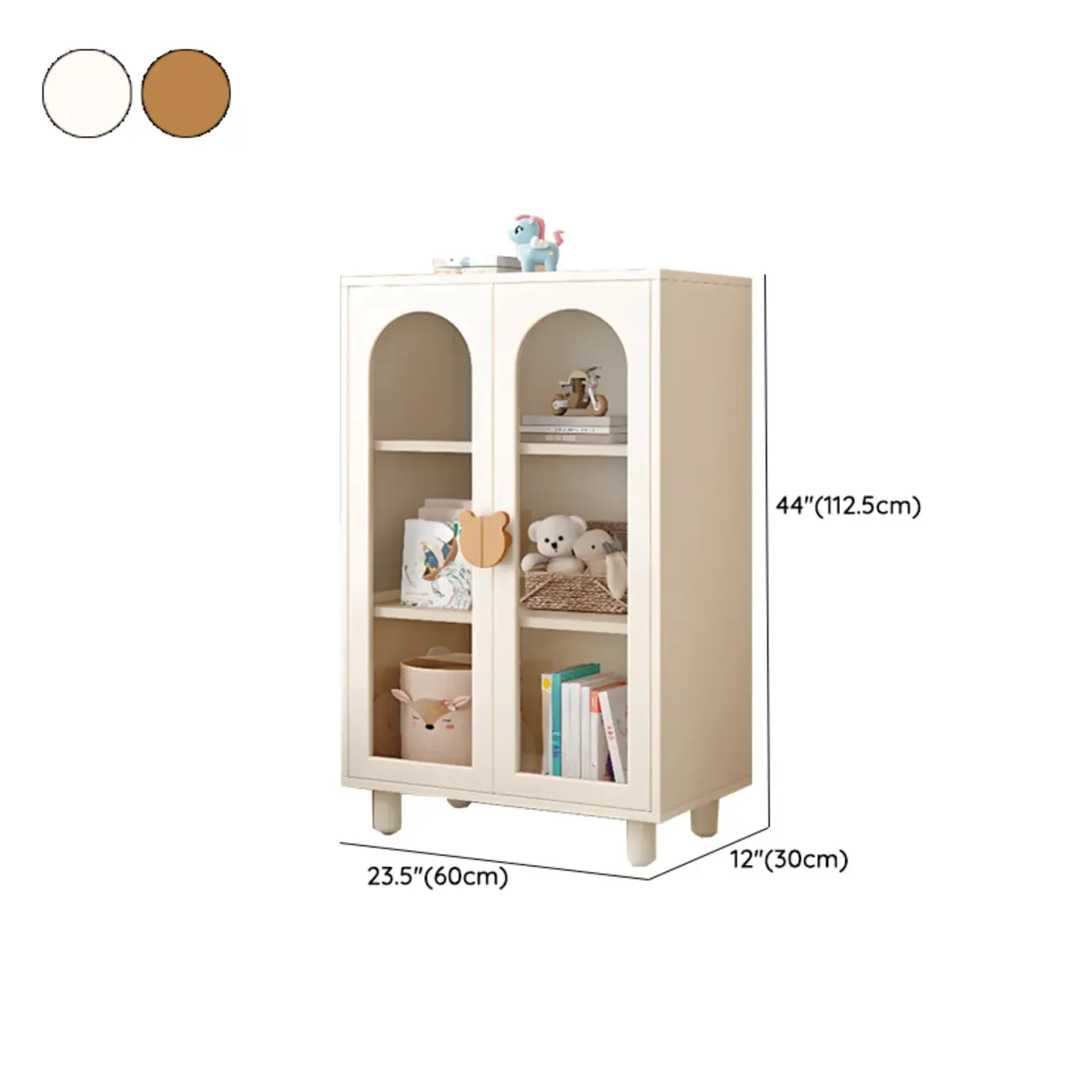 Modern White Short Wood Bookcase with Glass Doors Image - 15