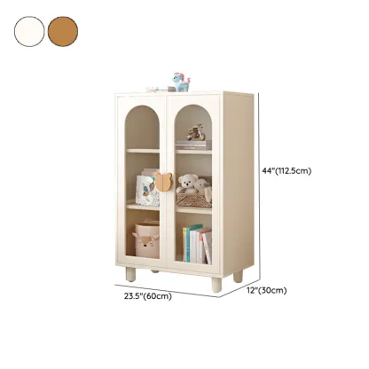 Modern White Short Wood Bookcase with Glass Doors Image - 15