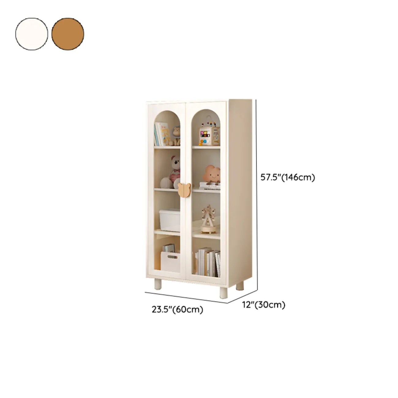 Modern White Short Wood Bookcase with Glass Doors Image - 16 | homeyfad
