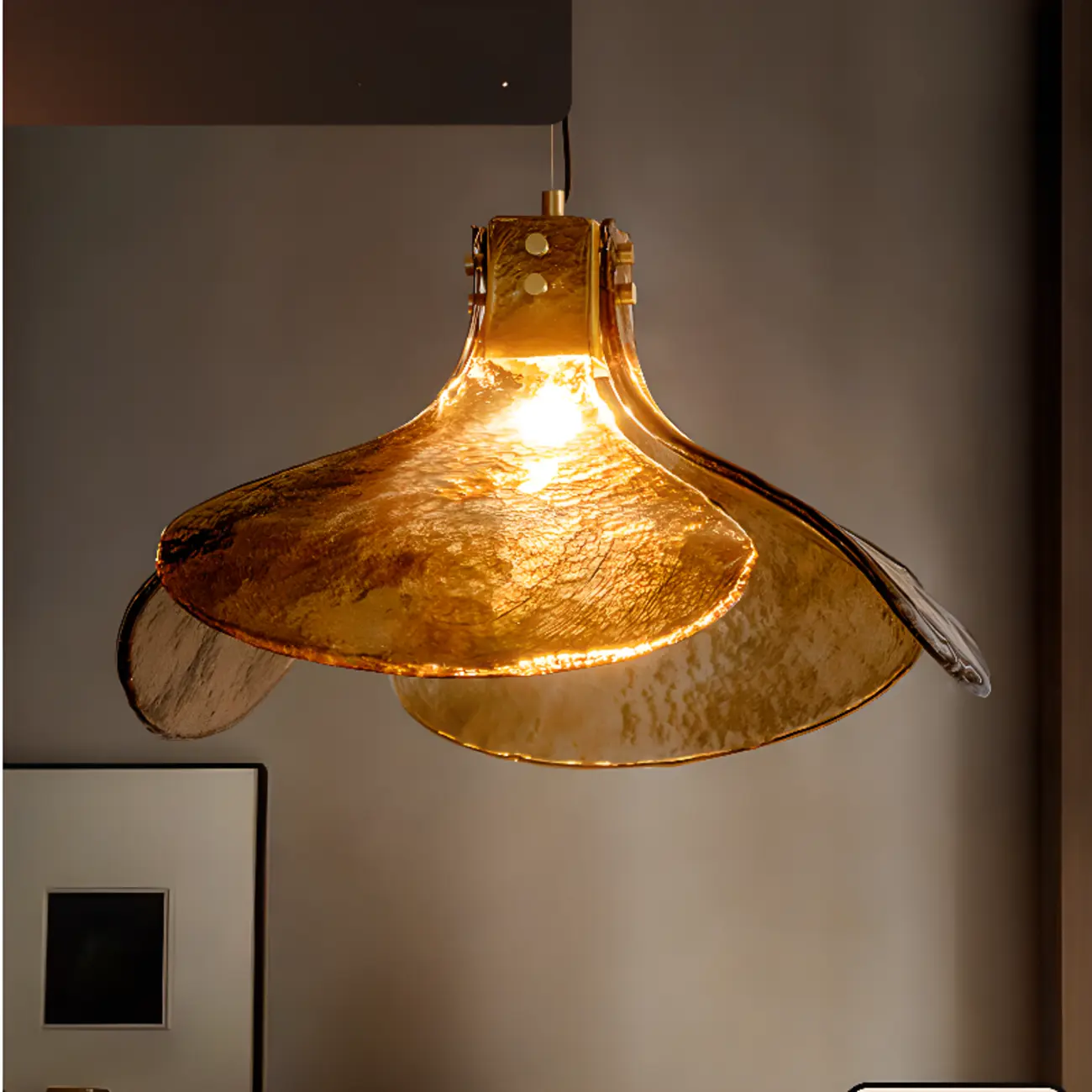 Modern Rope Amber Glass Hanging Pendant Lights for Kitchen Image - 1 | homeyfad