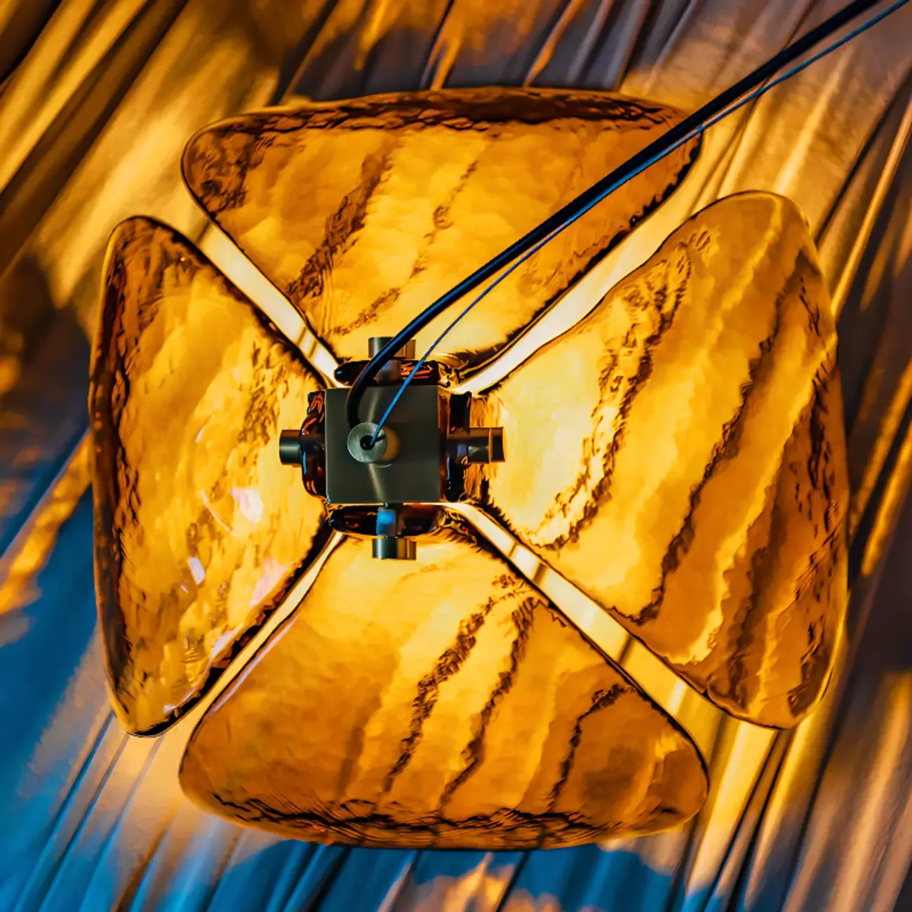 Modern Rope Amber Glass Hanging Pendant Lights for Kitchen Image - 6