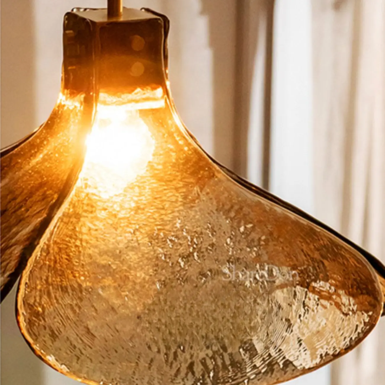 Modern Rope Amber Glass Hanging Pendant Lights for Kitchen Image - 9 | homeyfad