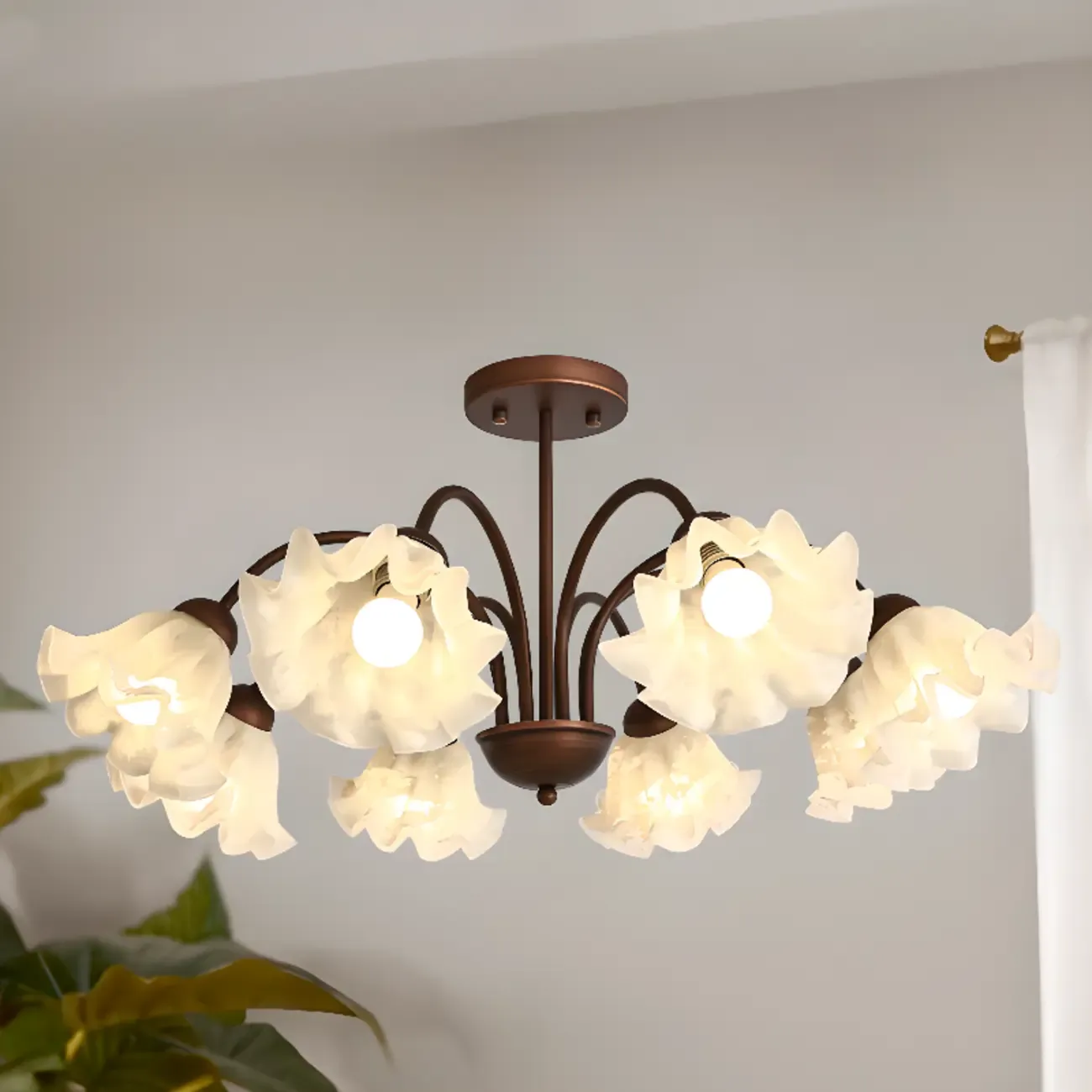 Geometric Art 3/8 Light Glass LED Chandelier for Dining Area Image - 2