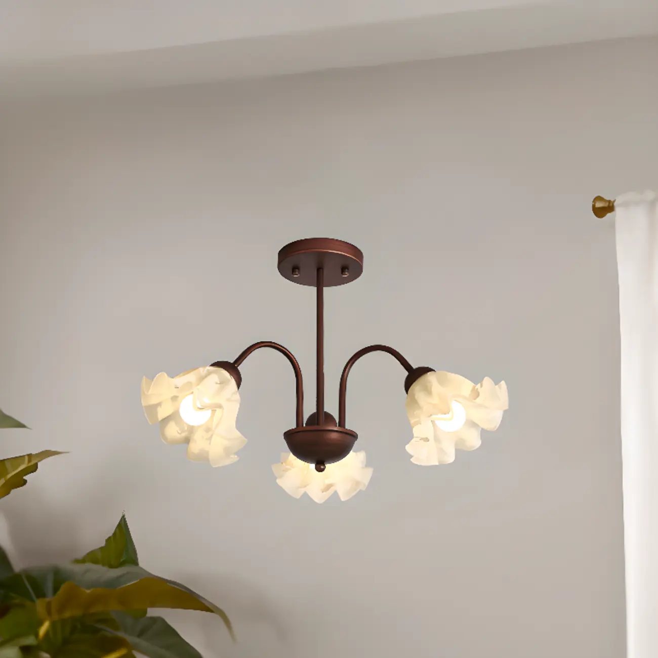 Geometric Art 3/8 Light Glass LED Chandelier for Dining Area Image - 3 | homeyfad