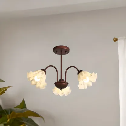 Geometric Art 3/8 Light Glass LED Chandelier for Dining Area Image - 3