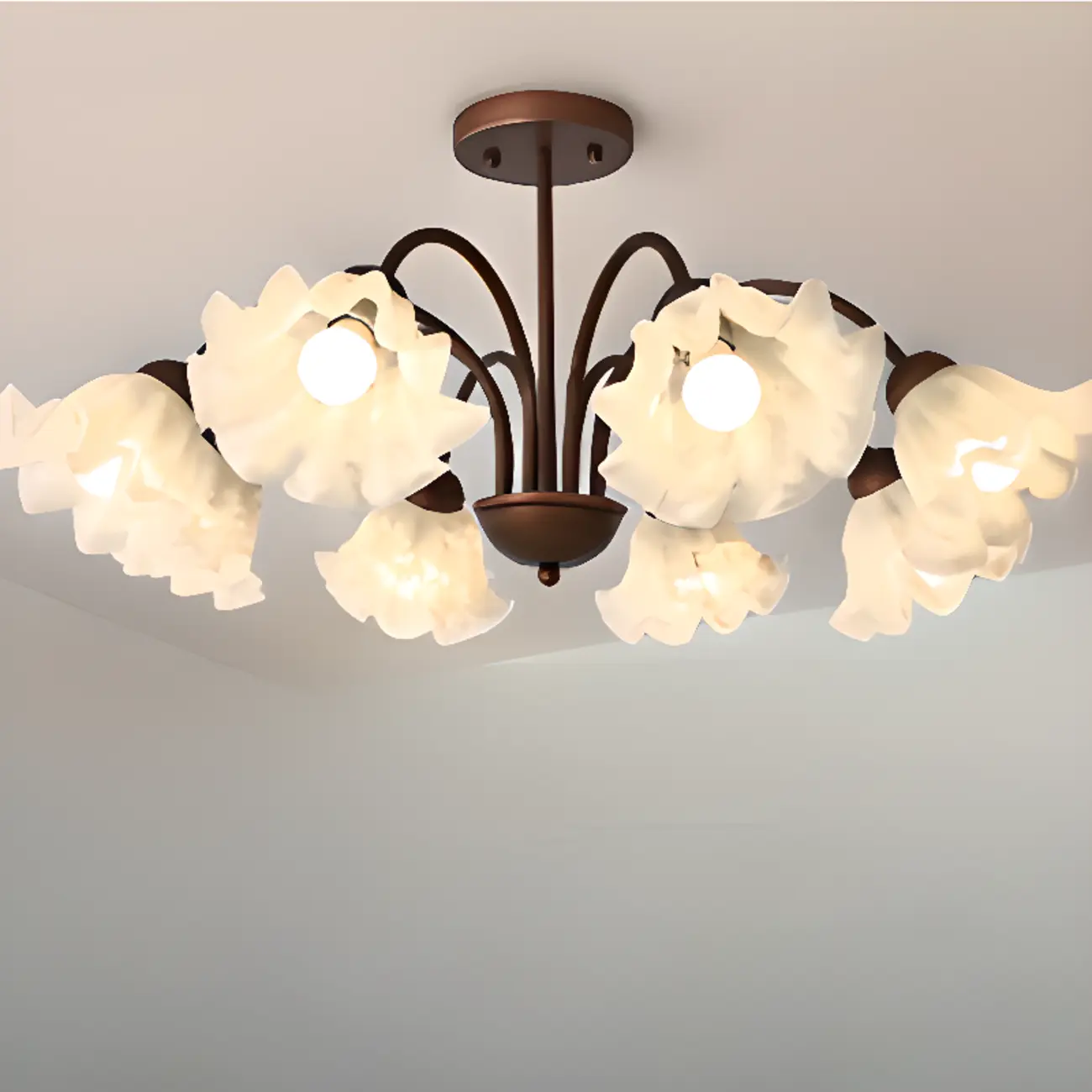 Geometric Art 3/8 Light Glass LED Chandelier for Dining Area Image - 5 | homeyfad