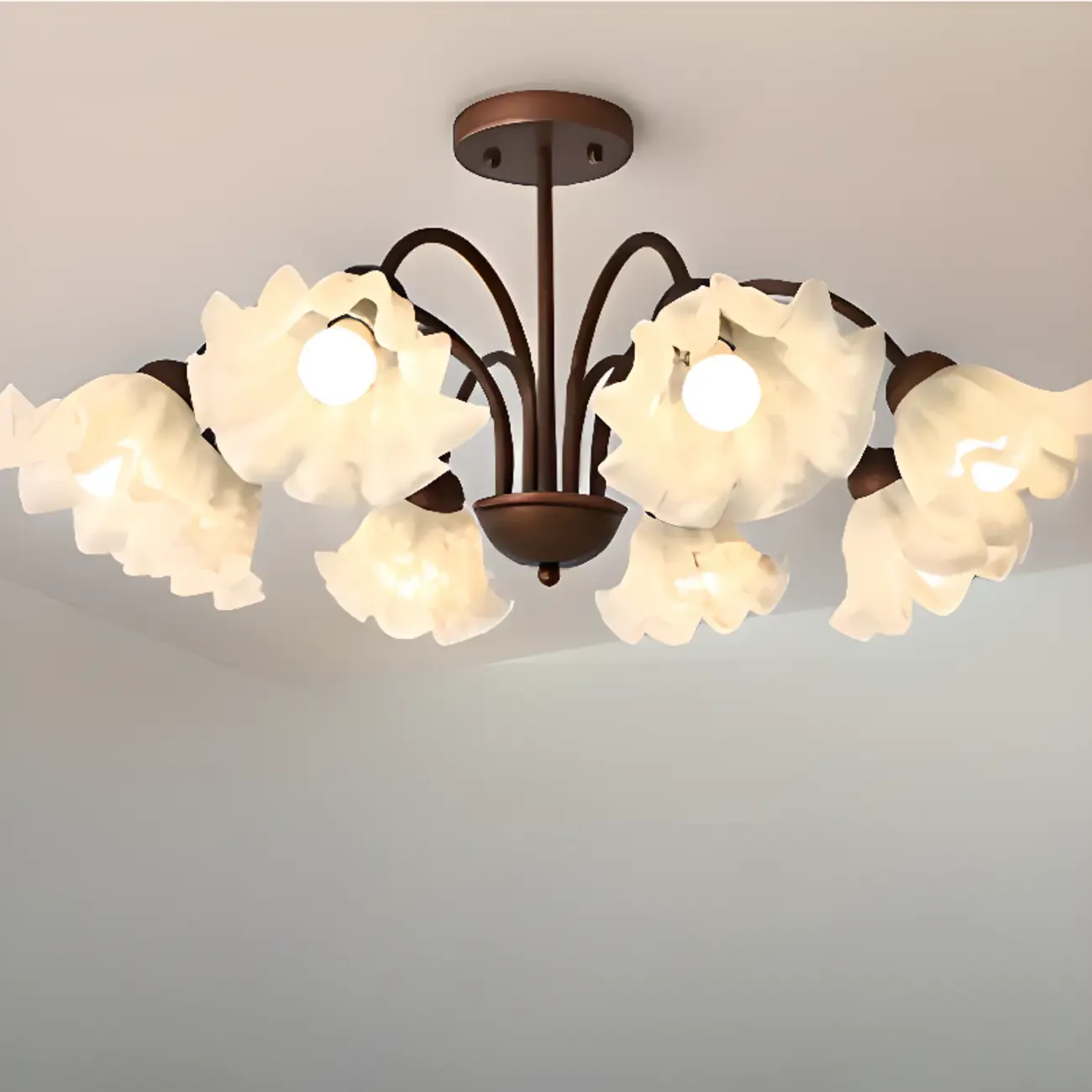 Geometric Art 3/8 Light Glass LED Chandelier for Dining Area Image - 5