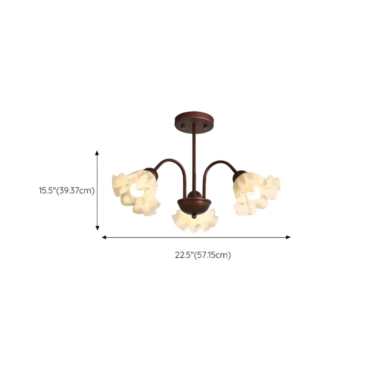 Geometric Art 3/8 Light Glass LED Chandelier for Dining Area #size