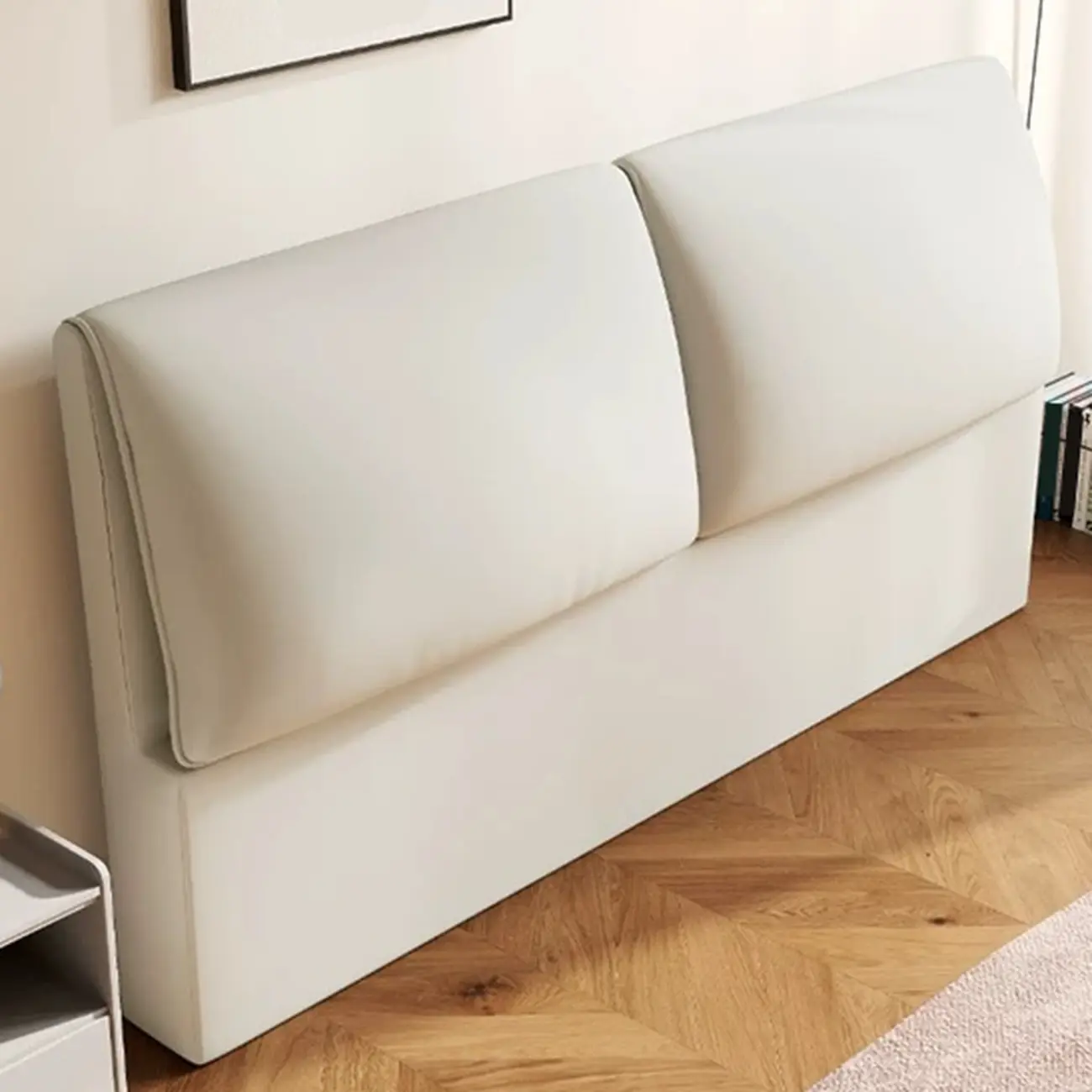 Comfort Beige	Wood Upholstered Headboard for Double Bed Image - 2 | homeyfad