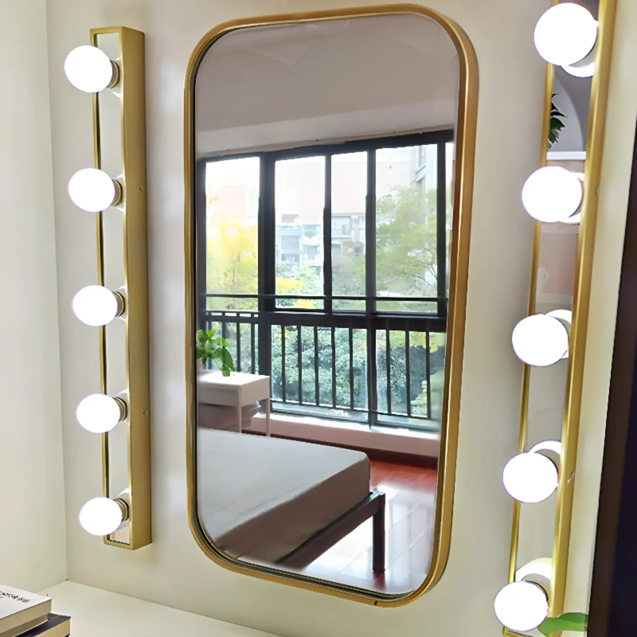 Gold Modern Straight 4/5 Light LED Vanity Light for Bathroom Image - 2 | homeyfad