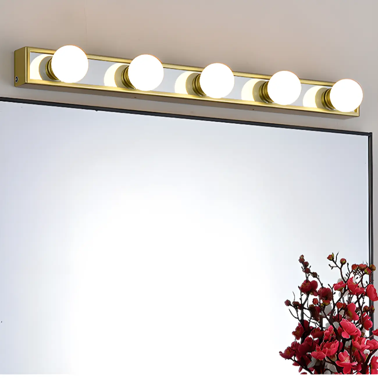 Gold Modern Straight 4/5 Light LED Vanity Light for Bathroom Image - 3 | homeyfad
