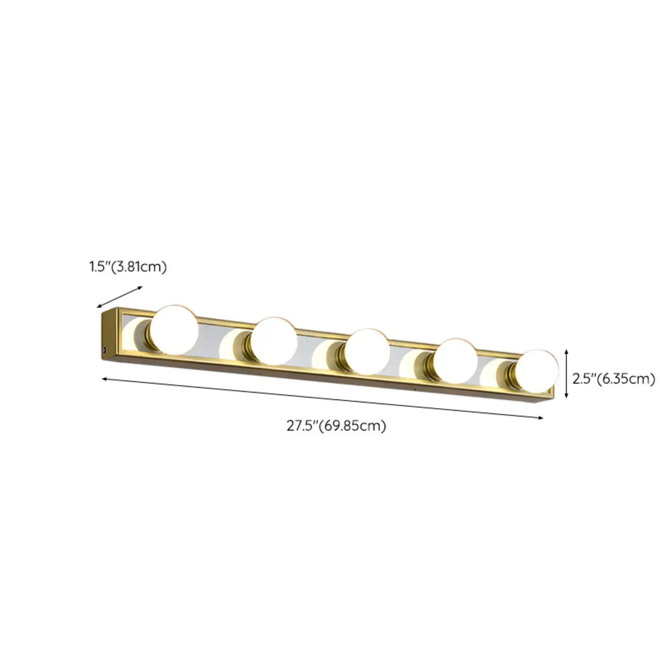 Gold Modern Straight 4/5 Light LED Vanity Light for Bathroom Image - 8