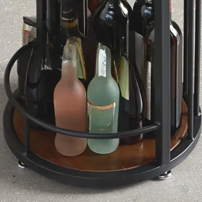 Vintage Brown Wooden Black Iron Shelves Storage Bar Tables Image - 7