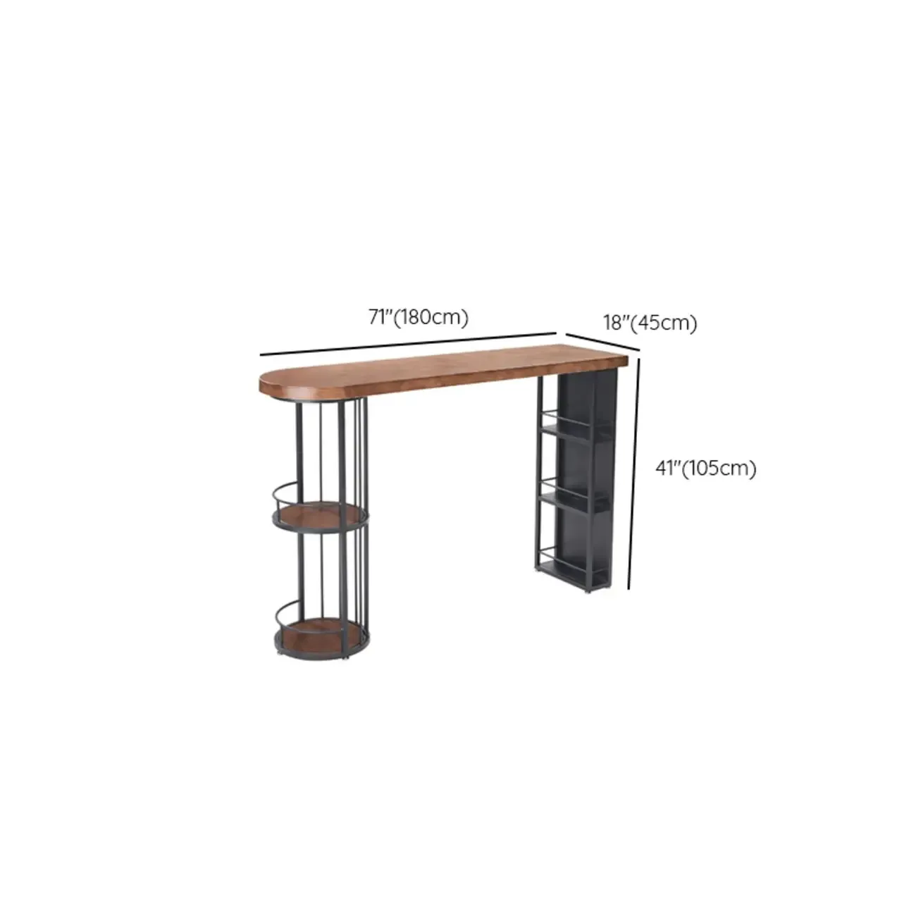 Vintage Brown Wooden Black Iron Shelves Storage Bar Tables Image - 11