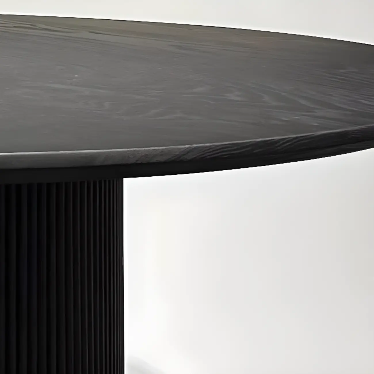 Modern Black Round Wood Cylindrical Base Dining Table Image - 5 | homeyfad