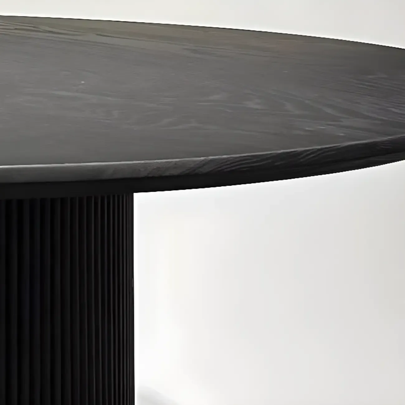 Modern Black Round Wood Cylindrical Base Dining Table Image - 5