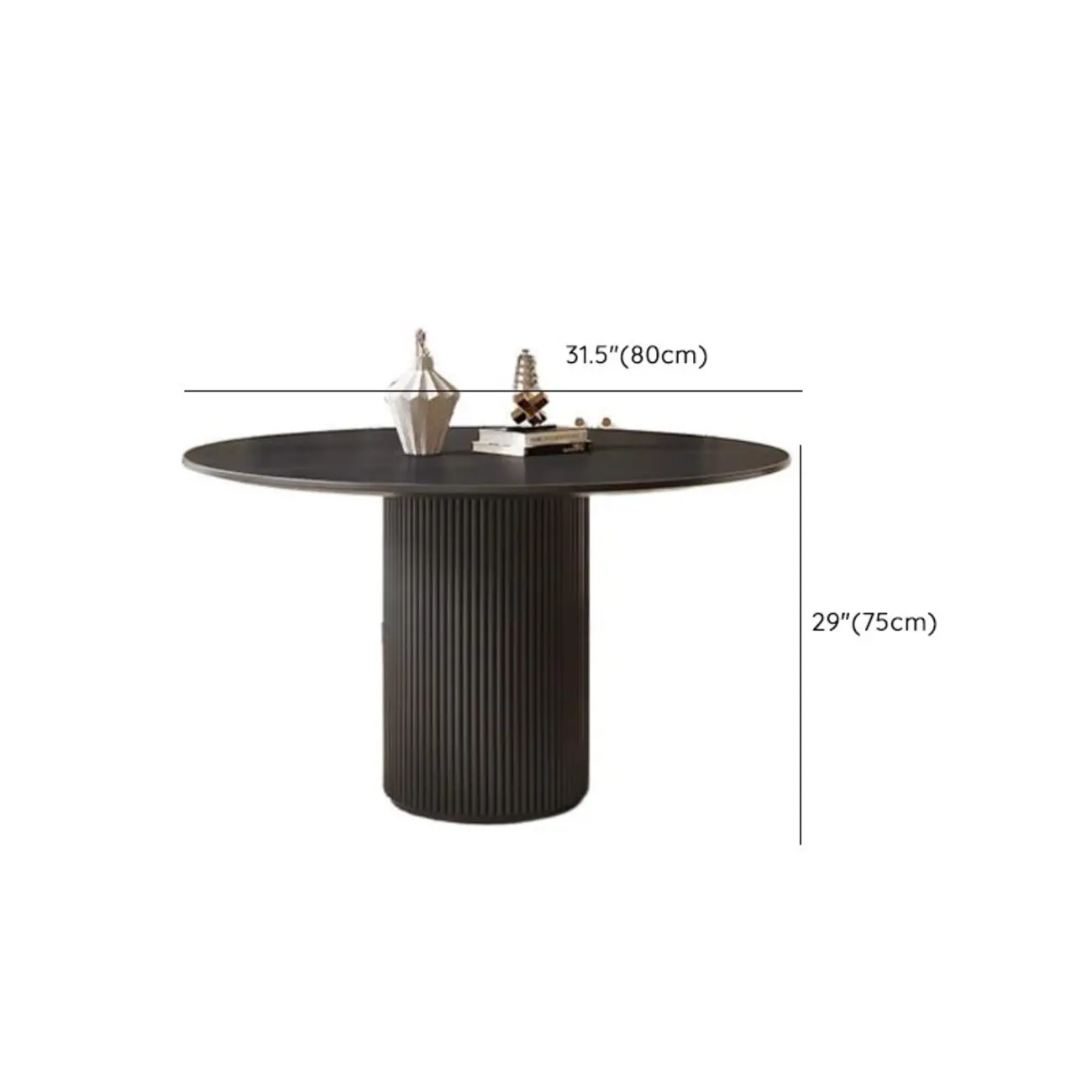 Modern Black Round Wood Cylindrical Base Dining Table #size | homeyfad
