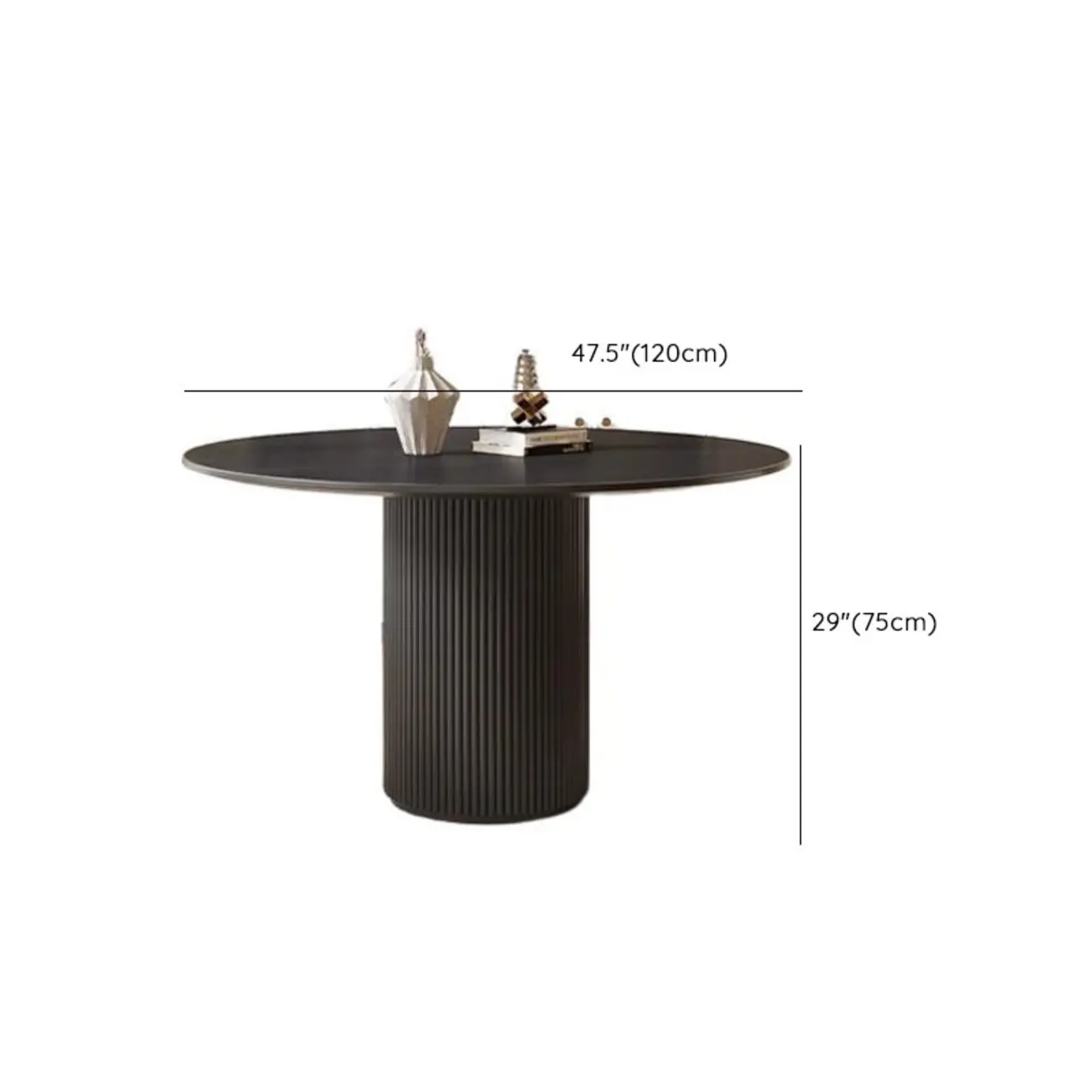 Modern Black Round Wood Cylindrical Base Dining Table Image - 14 | homeyfad