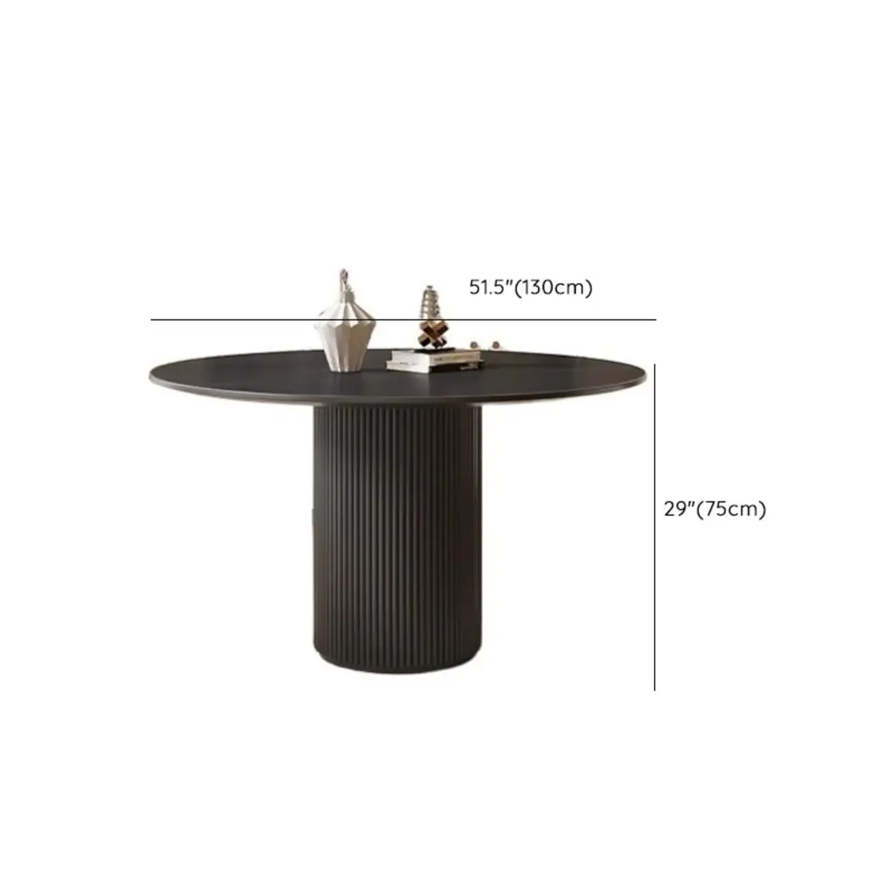Modern Black Round Wood Cylindrical Base Dining Table Image - 15