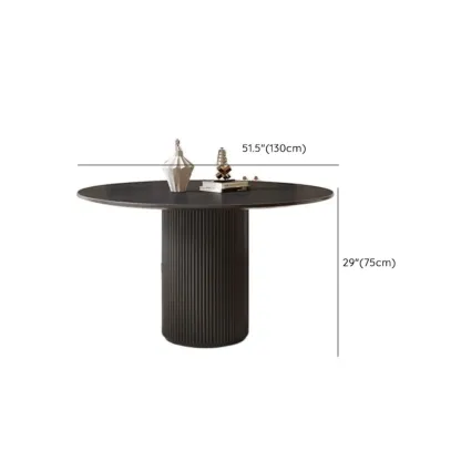 Modern Black Round Wood Cylindrical Base Dining Table Image - 15