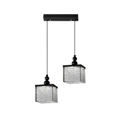 Adjustable Modern Square Resin Black LED Pendant Light  Image - 8