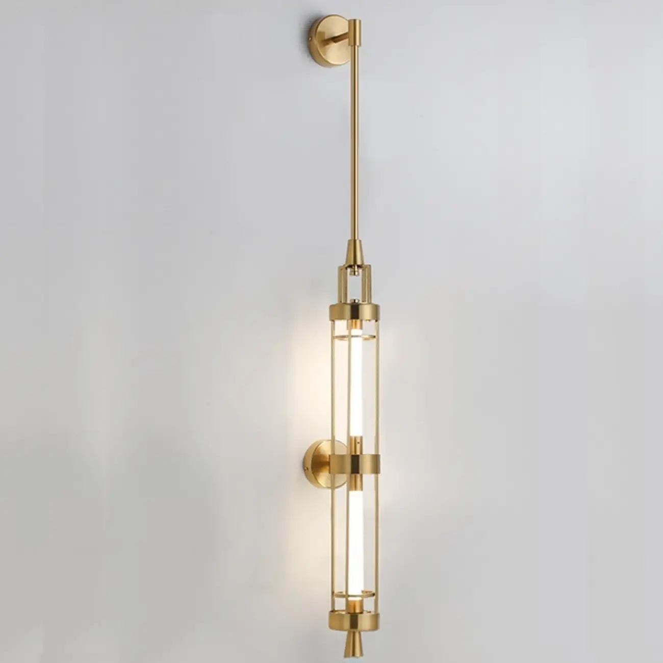 Gold Cylinder Wall Sconce Lamp with 2 LED Bulbs Warm Light Image - 2 | homeyfad