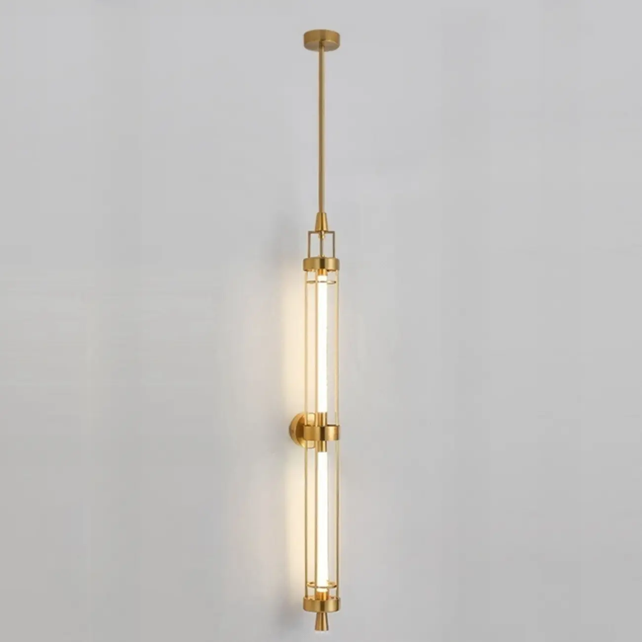 Gold Cylinder Wall Sconce Lamp with 2 LED Bulbs Warm Light Image - 3 | homeyfad