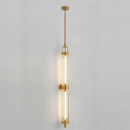 Gold Cylinder Wall Sconce Lamp with 2 LED Bulbs Warm Light Image - 3
