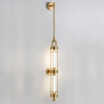 Gold Cylinder Wall Sconce Lamp with 2 LED Bulbs Warm Light Image - 5