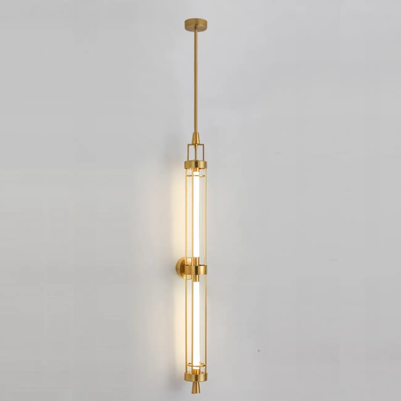Gold Cylinder Wall Sconce Lamp with 2 LED Bulbs Warm Light Image - 7 | homeyfad