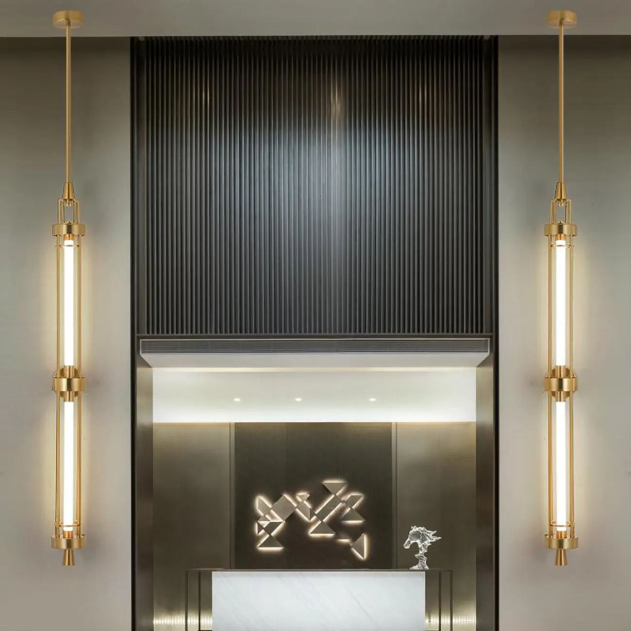 Gold Cylinder Wall Sconce Lamp with 2 LED Bulbs Warm Light Image - 8 | homeyfad