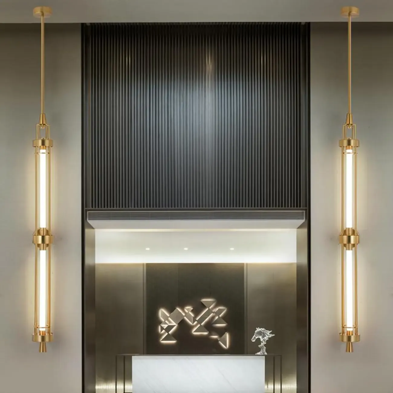 Gold Cylinder Wall Sconce Lamp with 2 LED Bulbs Warm Light Image - 8