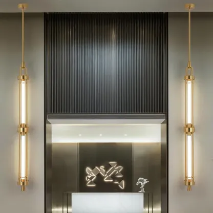 Gold Cylinder Wall Sconce Lamp with 2 LED Bulbs Warm Light Image - 8