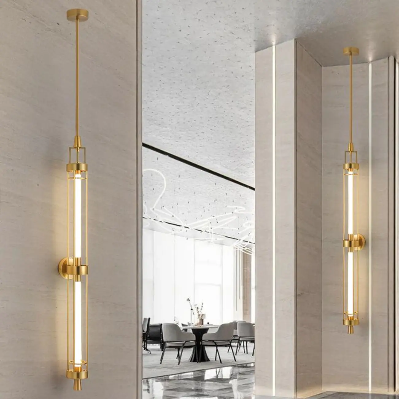 Gold Cylinder Wall Sconce Lamp with 2 LED Bulbs Warm Light Image - 9 | homeyfad